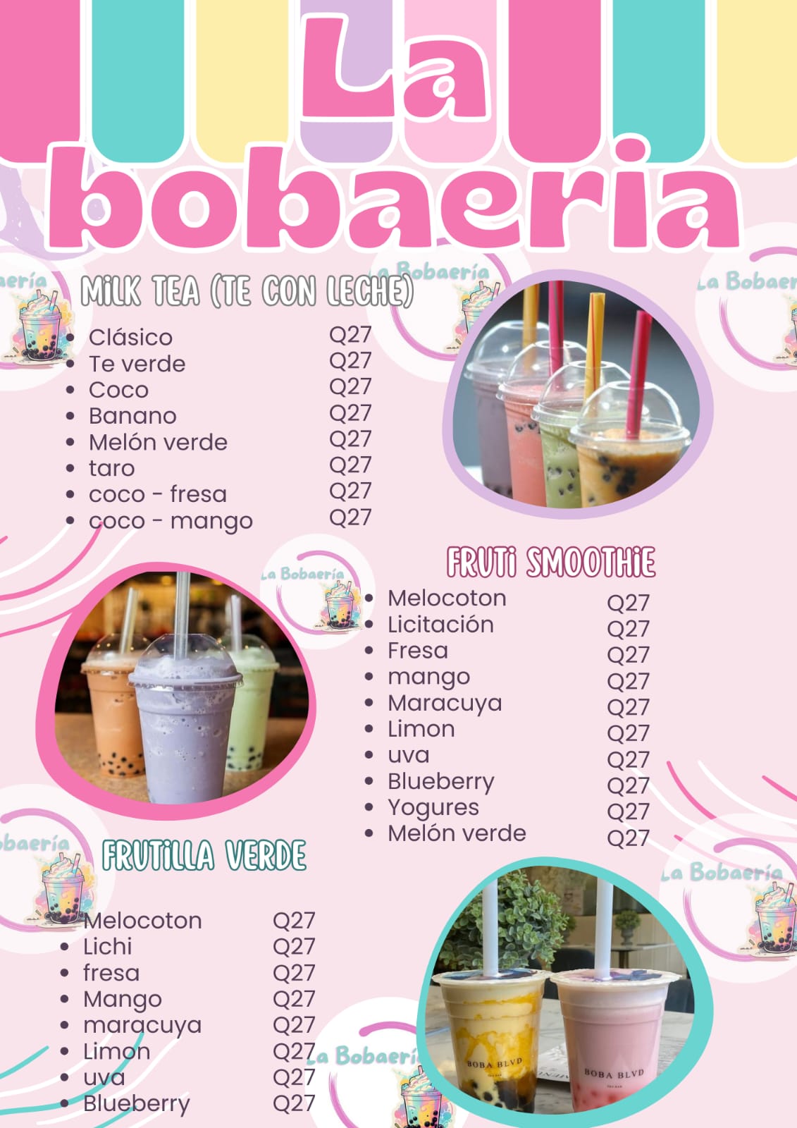 Menú de La Bobaería